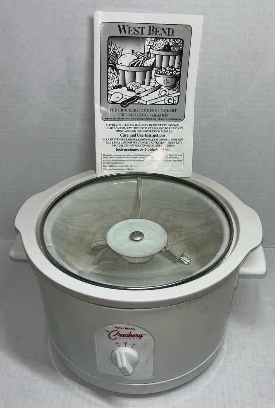 Photo 1 of THE WEST BEND CO. THE CROCKERY COOKER 3 QUART W MANUAL CONTROL (MODEL 84433)