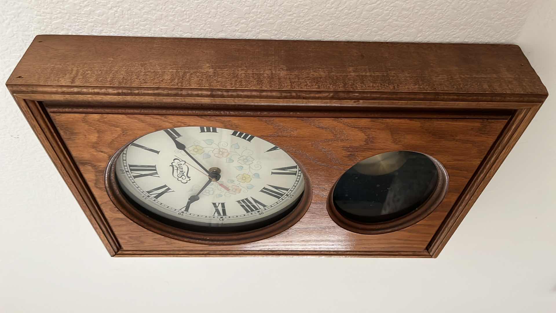 Photo 1 of SEXTON FLORAL THEME ANALOG CLOCK FACE WOOD HANGING CLOCK 12” X 3” H18”