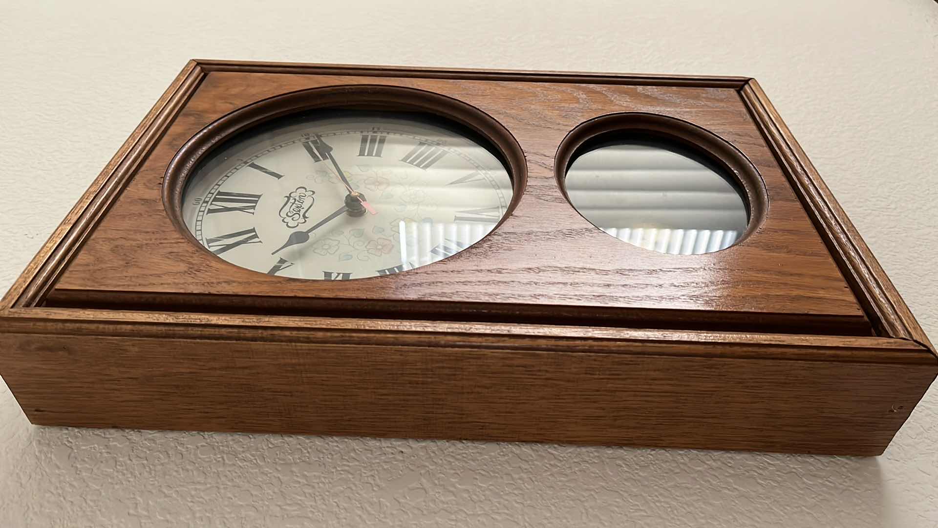 Photo 1 of SEXTON FLORAL THEME ANALOG CLOCK FACE WOOD HANGING CLOCK 12” X 3” H18”