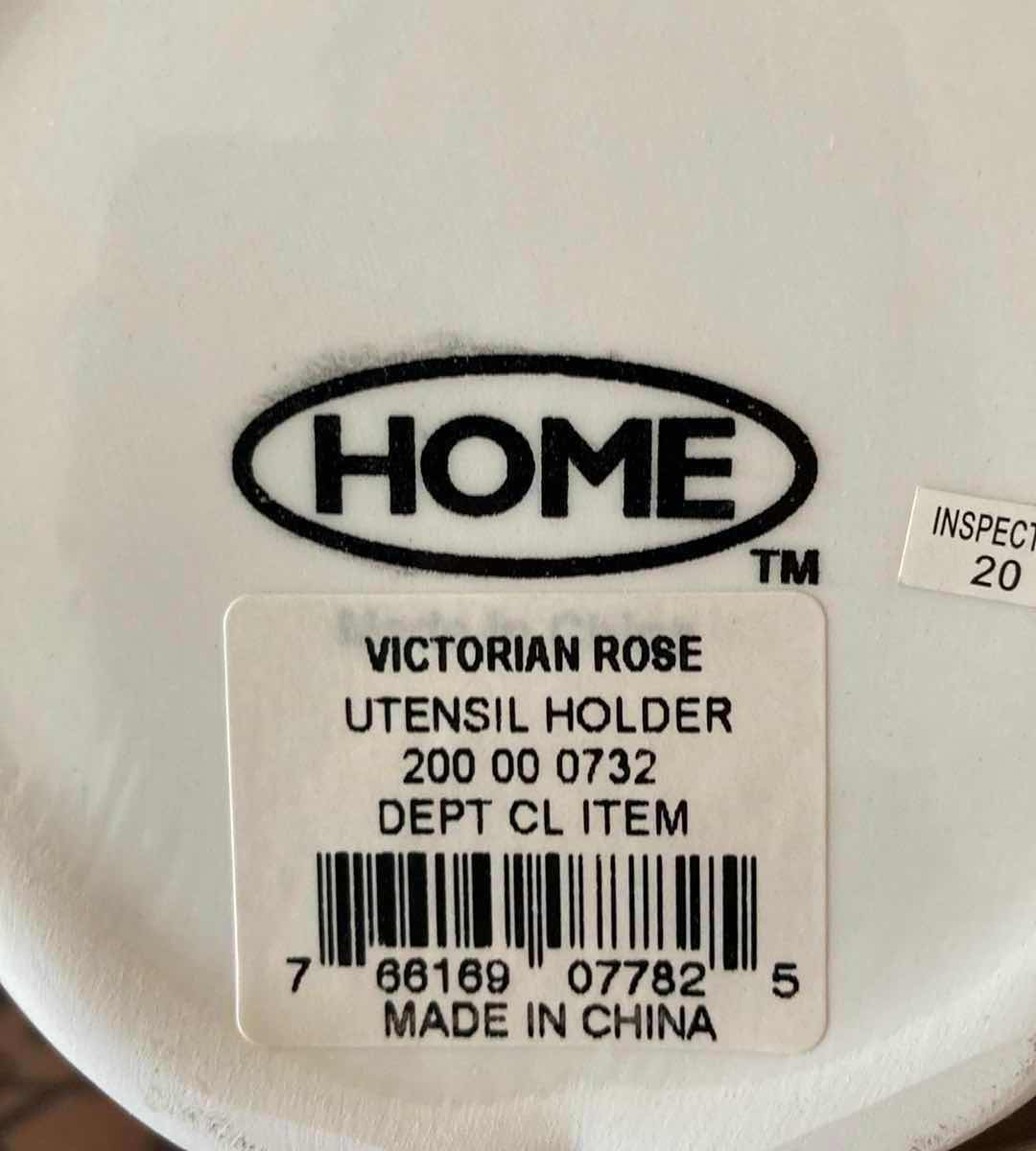 Photo 1 of HOME WHITE CERAMIC VICTORIAN ROSE UTENSIL HOLDER & MEDIUM CANISTER