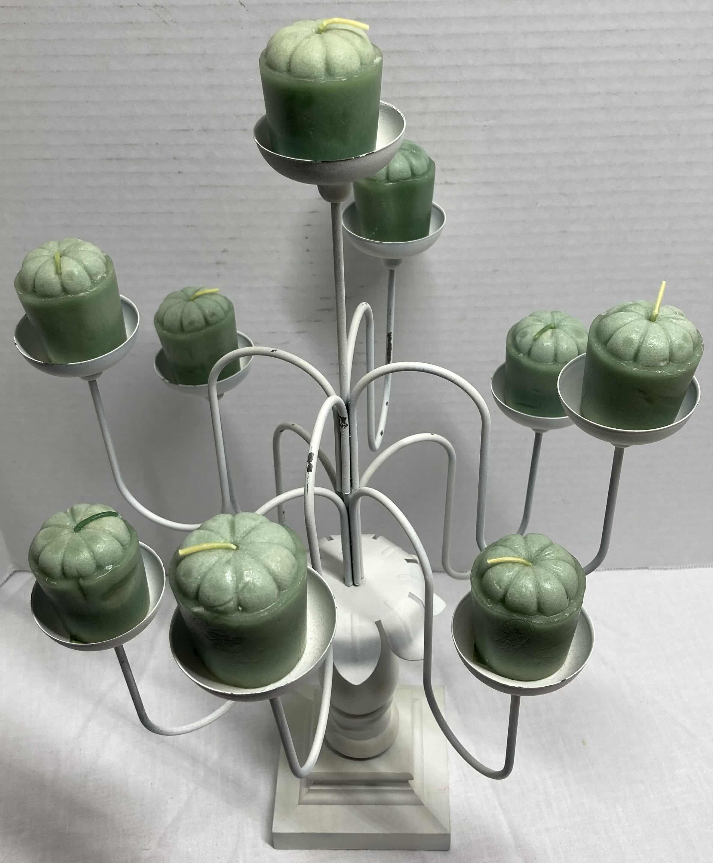 Photo 1 of LENOX WHITE METAL CANDLE HOLDER 10” X 10” H16.5” (CANDLES INCLUDED)