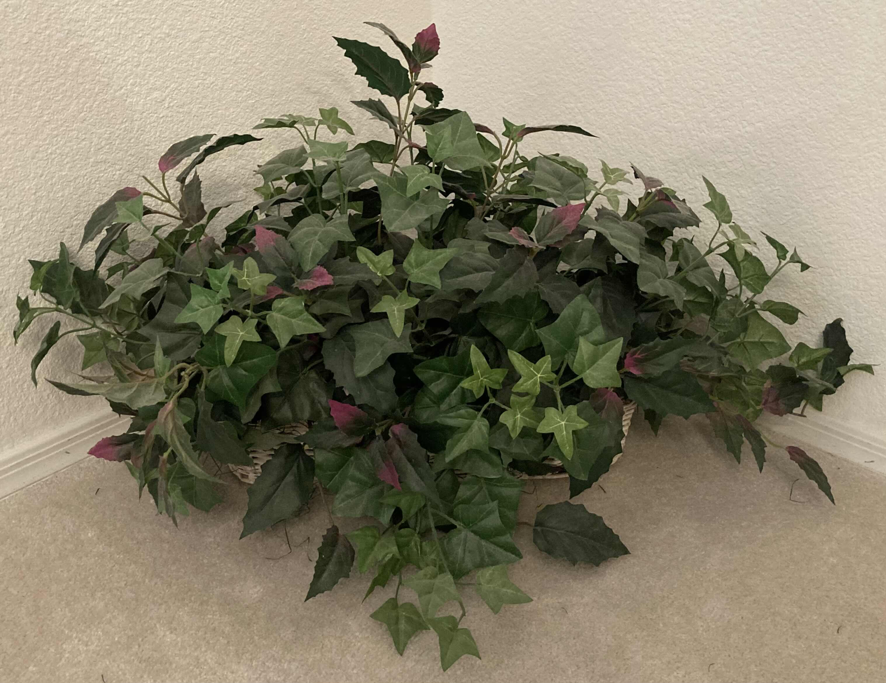 Photo 1 of IVY ARTIFICIAL DECORATIVE PLANT W WHITE RATTAN BASKET 27” X H18”