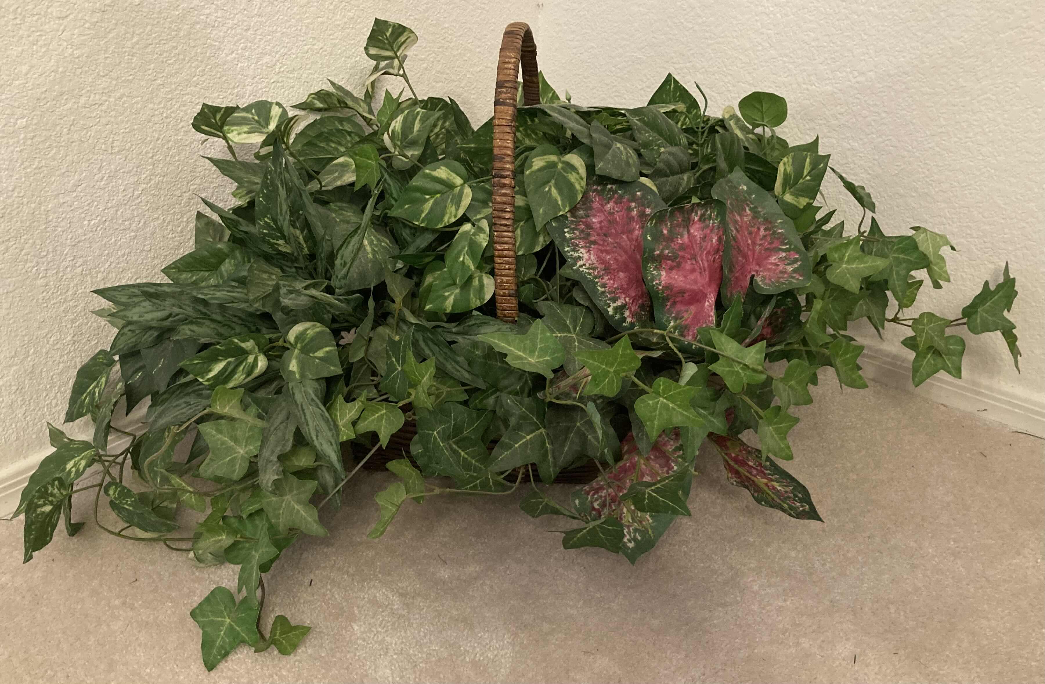Photo 1 of POTHOS & IVY ARTIFICIAL DECORATIVE PLANT W RATTAN BASKET 38” X H16”