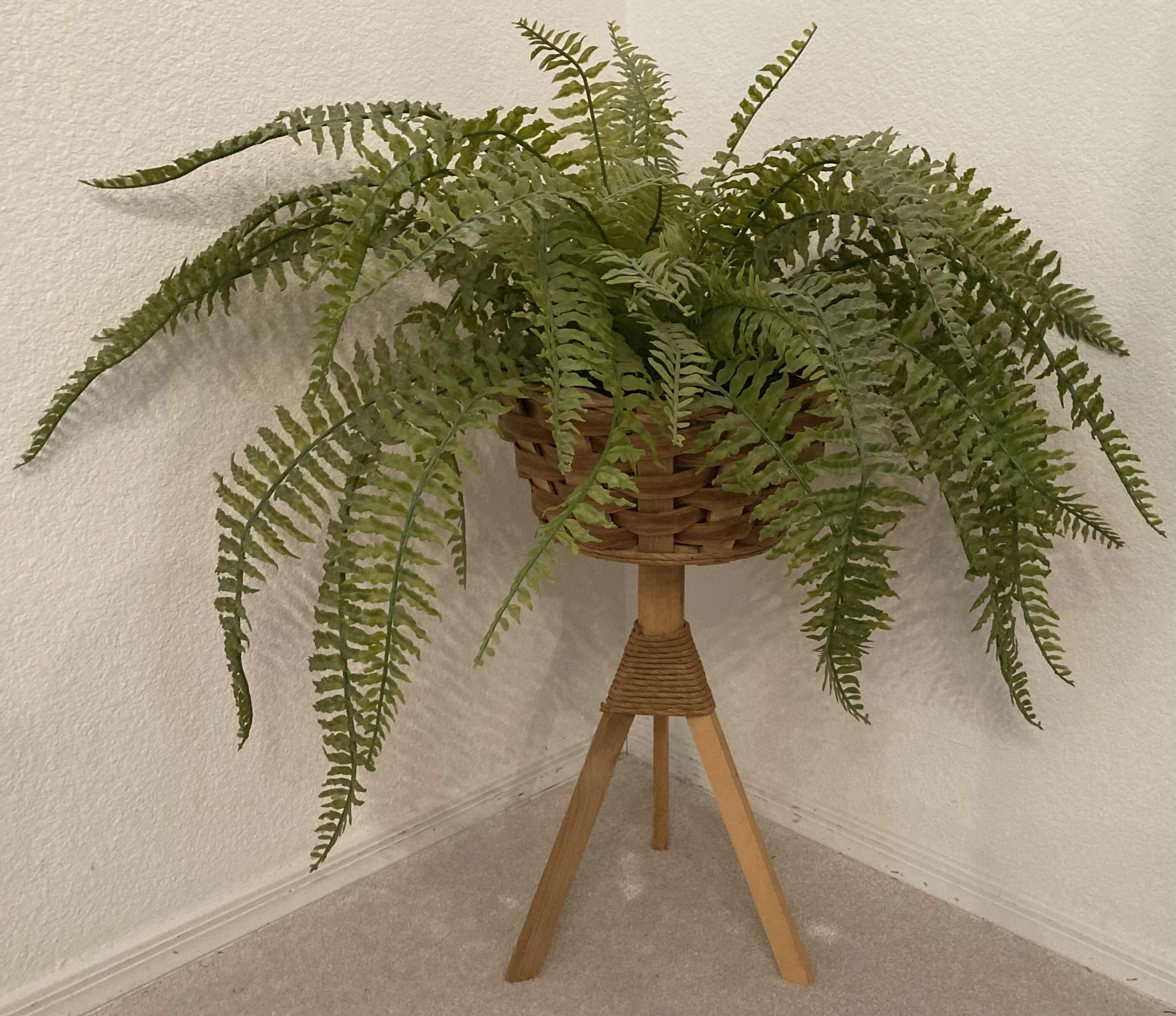 Photo 1 of RATTAN BASKET PLANT STAND H22” (ARTIFICIAL BUSH INCLUDED)