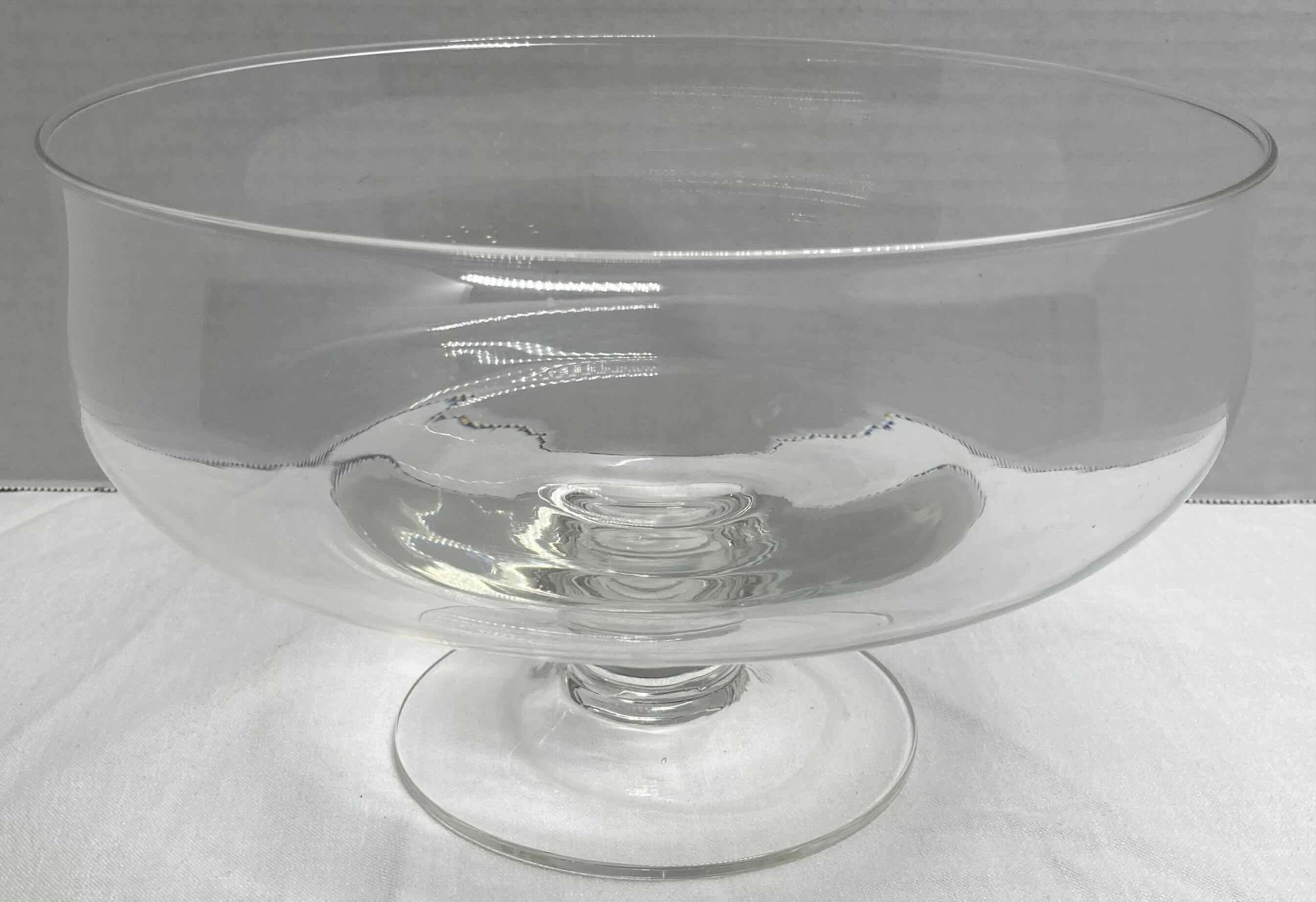 Photo 1 of CLEAR GLASS PEDESTAL BOWL & 2 SERVING BOWLS 10.5” X 10.5” H5”