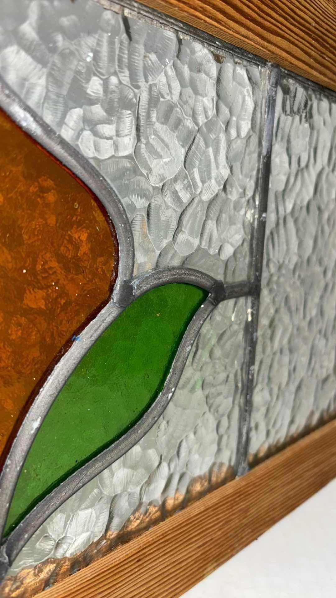 View 3 of 2 PCS HANGING FRAMED STAINED GLASS PANES (18.25” X 11.75” & 23.5” X 10.25”)
