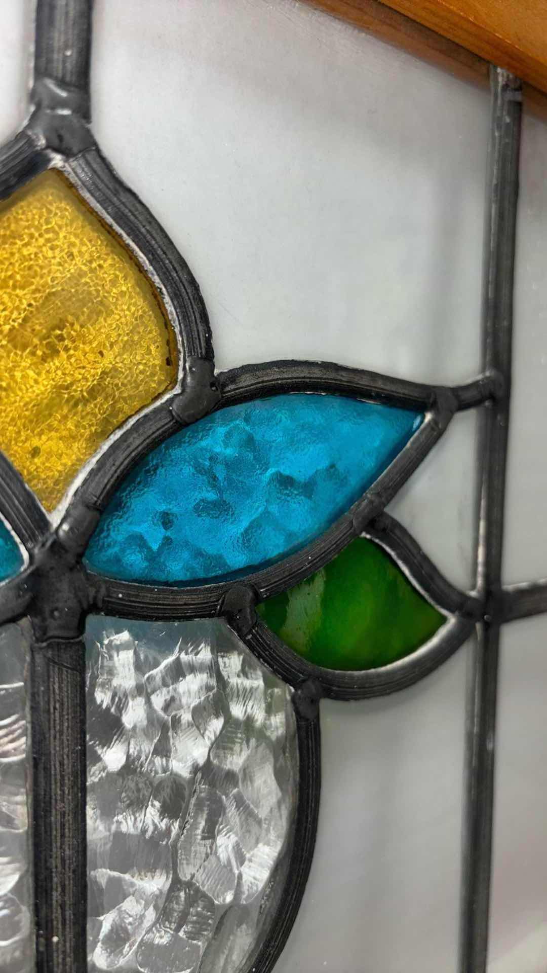 View 5 of 2 PCS HANGING FRAMED STAINED GLASS PANES (18.25” X 11.75” & 23.5” X 10.25”)