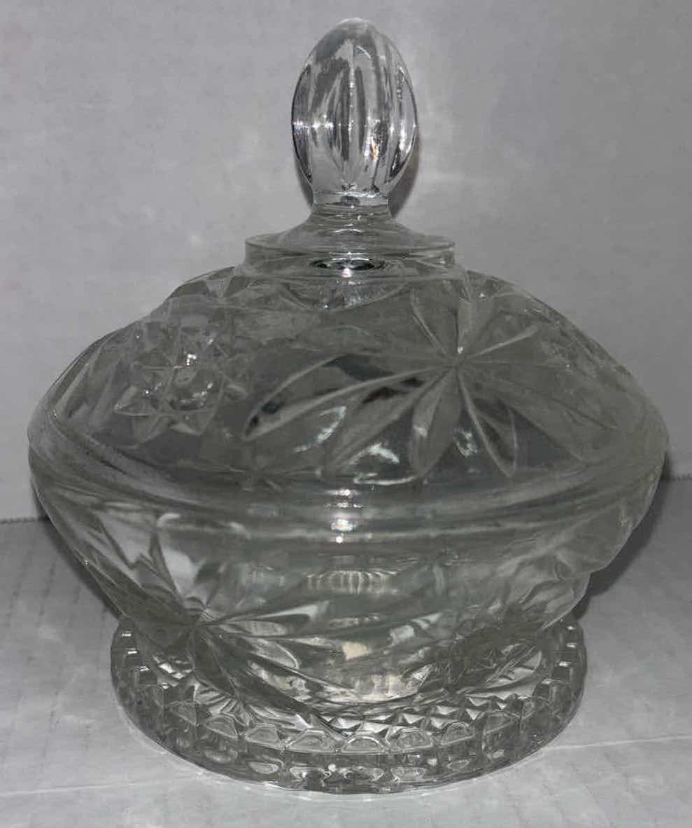 Photo 1 of ASSORTED CLEAR GLASS CANDY COMPOTE DISHES (5 PCS)