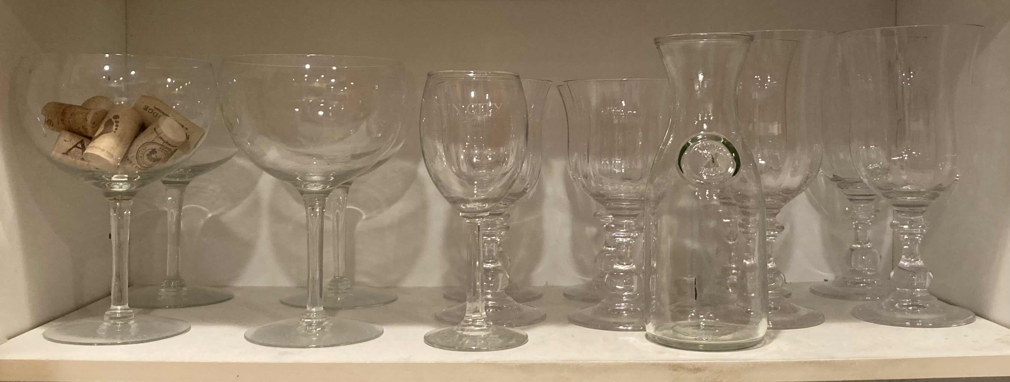 Photo 1 of CONTENTS OF CABINET- WINE/COCKTAIL GLASSES & GLASS CARAFES