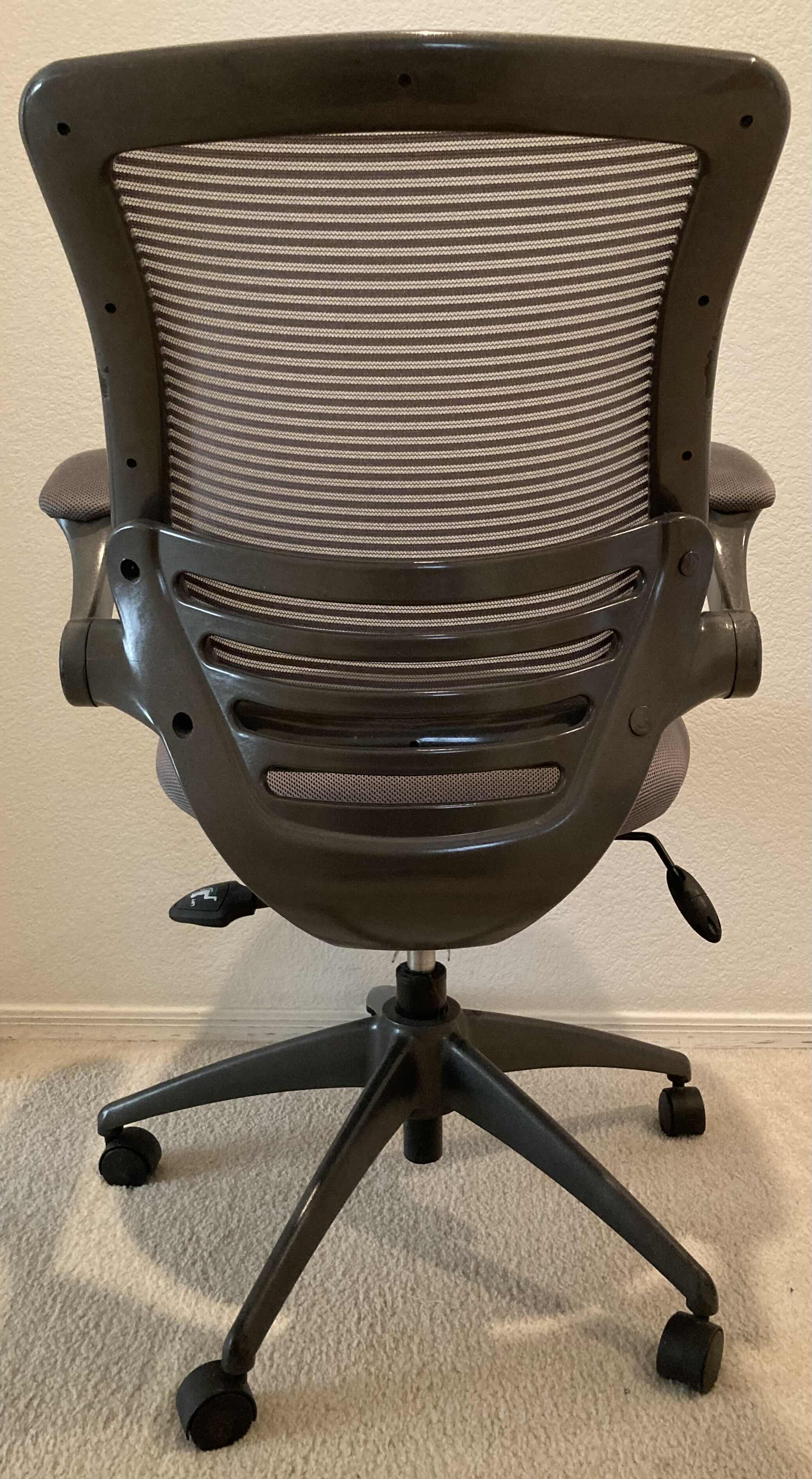 View 4 of CALUSA MESH MID-BACK GREY SWIVEL CHAIR 24.5” X 22.5” H36”