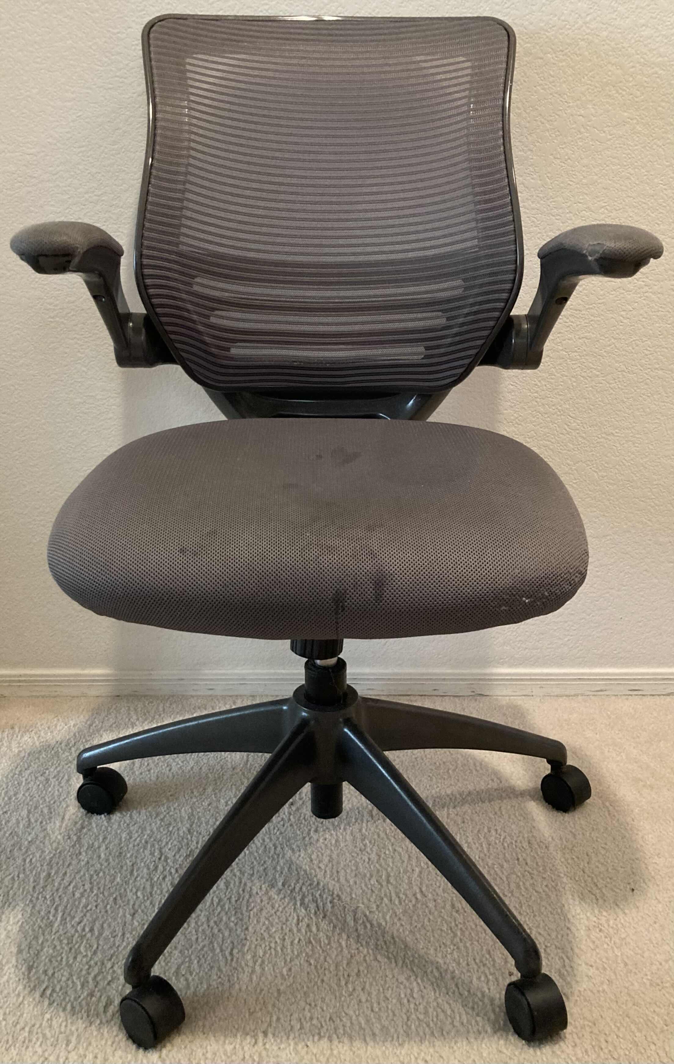 View 1 of CALUSA MESH MID-BACK GREY SWIVEL CHAIR 24.5” X 22.5” H36”
