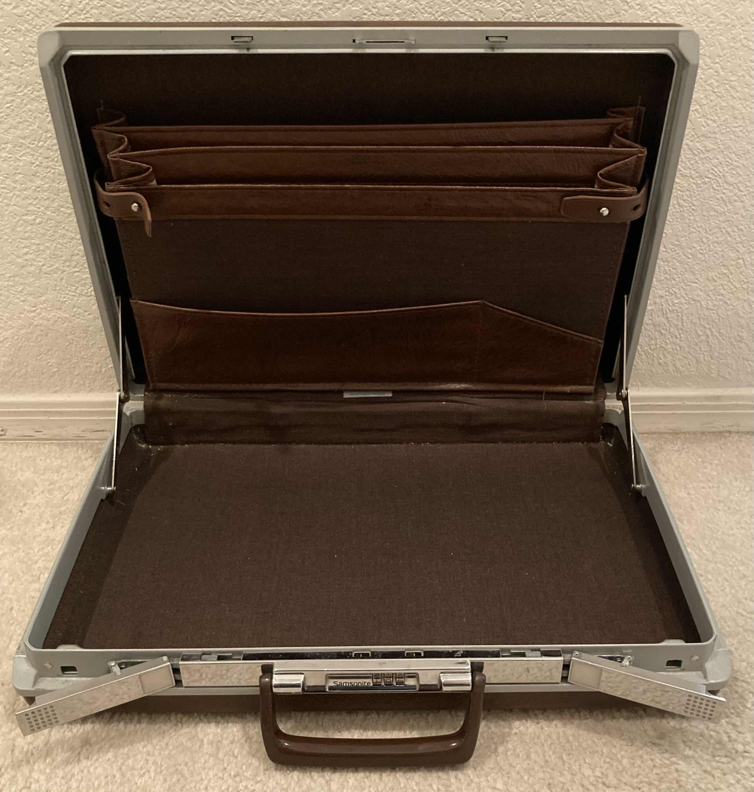 Photo 1 of SAMSONITE BROWN HARD SHELL COMBINATION LOCK BRIEFCASE 18” X 12.75” (READ NOTES)