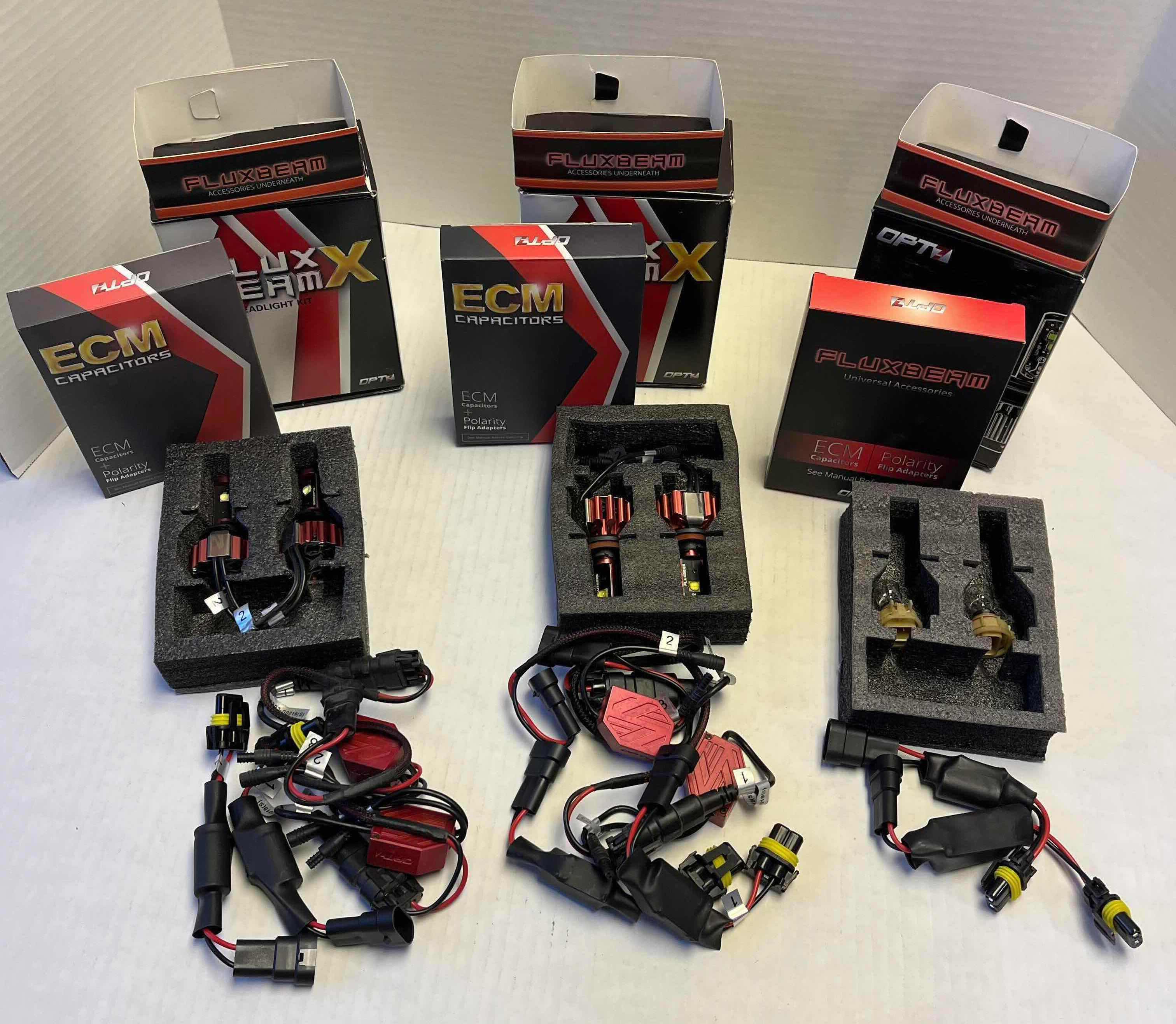 Photo 1 of FLUX BEAM ECM CAPACITORS POLARITY FLIP ADAPTERS VEHICLE LED HEADLIGHT KIT (3BOXES) READ NOTES