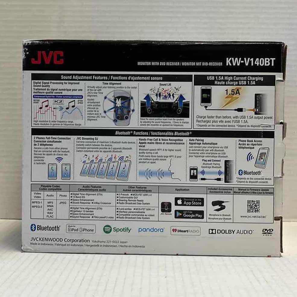 Photo 1 of JVC CAR MONITOR W DVD RECEIVER MODEL KW-V140BT