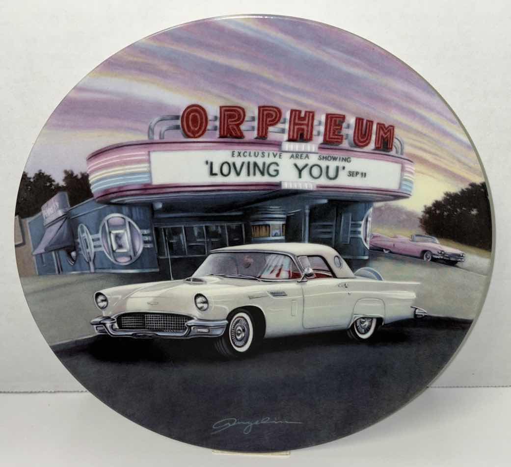 View 1 of 1993 DELPHI 8.25” COLLECTIBLE PLATE “1957 WHITE T-BIRD” PLATE TWO IN THE THE FABULOUS CARS OF THE FIFTIES SERIES (PLATE #1561B)