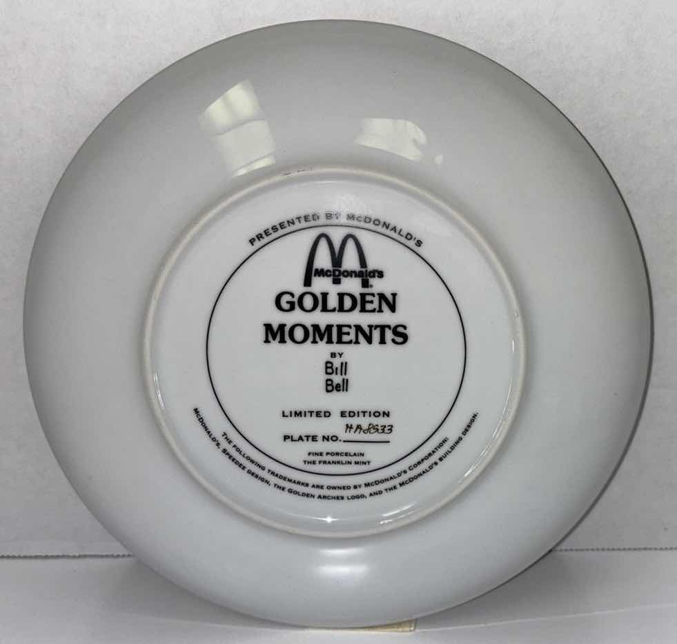 Photo 1 of THE FRANKLIN MINT 8.25” MCDONALDS LIMITED EDITION COLLECTIBLE PORCELAIN PLATE “GOLDEN MOMENTS” BY BILL BELL (PLATE #HA8533)