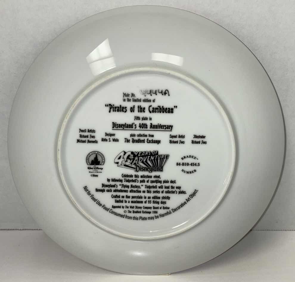 View 3 of THE BRADFORD EXCHANGE 1995 8.25” LIMITED EDITION COLLECTIBLE PLATE W/COA “PIRATES OF THE CARIBBEAN” FIFTH PLATE IN DISNEYLAND’S 40TH ANNIVERSARY PLATE COLLECTION (PLATE #4444A)