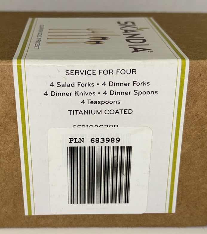 Photo 1 of NEW SKANDIA CLEARVIEW GOLD 20 PC TITANIUM COATED FLATWARE SET SERVICE FOR FOUR