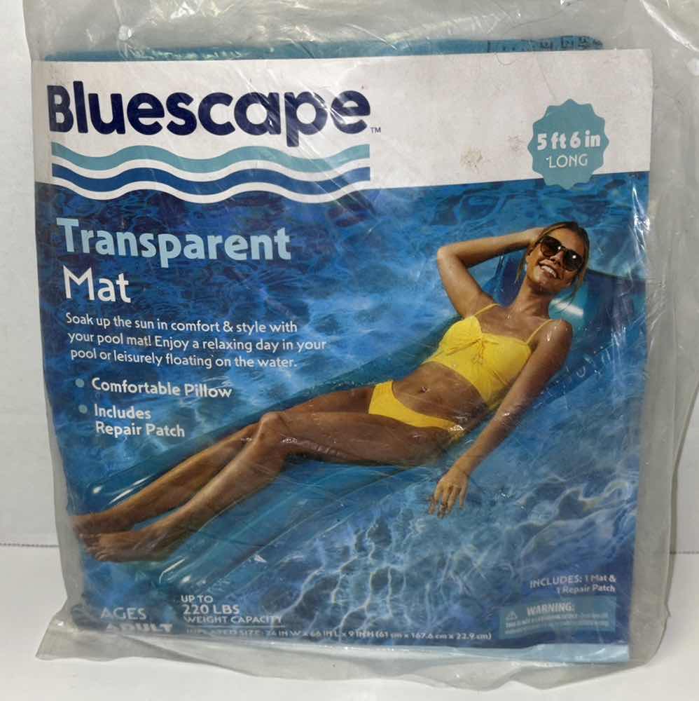Photo 1 of NEW 3 PC POOL FLOATS (2 SIT N FLOATS W CUPS HOLDERS & 1 TRANSPARENT MAT 5’6” LONG)