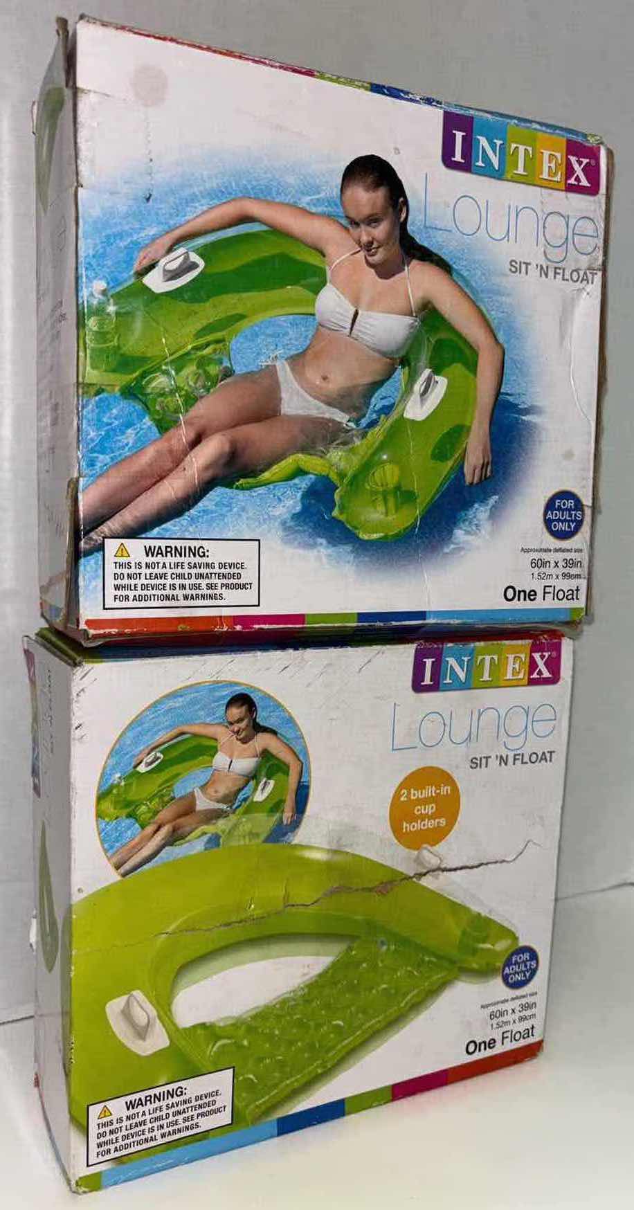Photo 1 of NEW 3 PC POOL FLOATS (2 SIT N FLOATS W CUPS HOLDERS & 1 TRANSPARENT MAT 5’6” LONG)