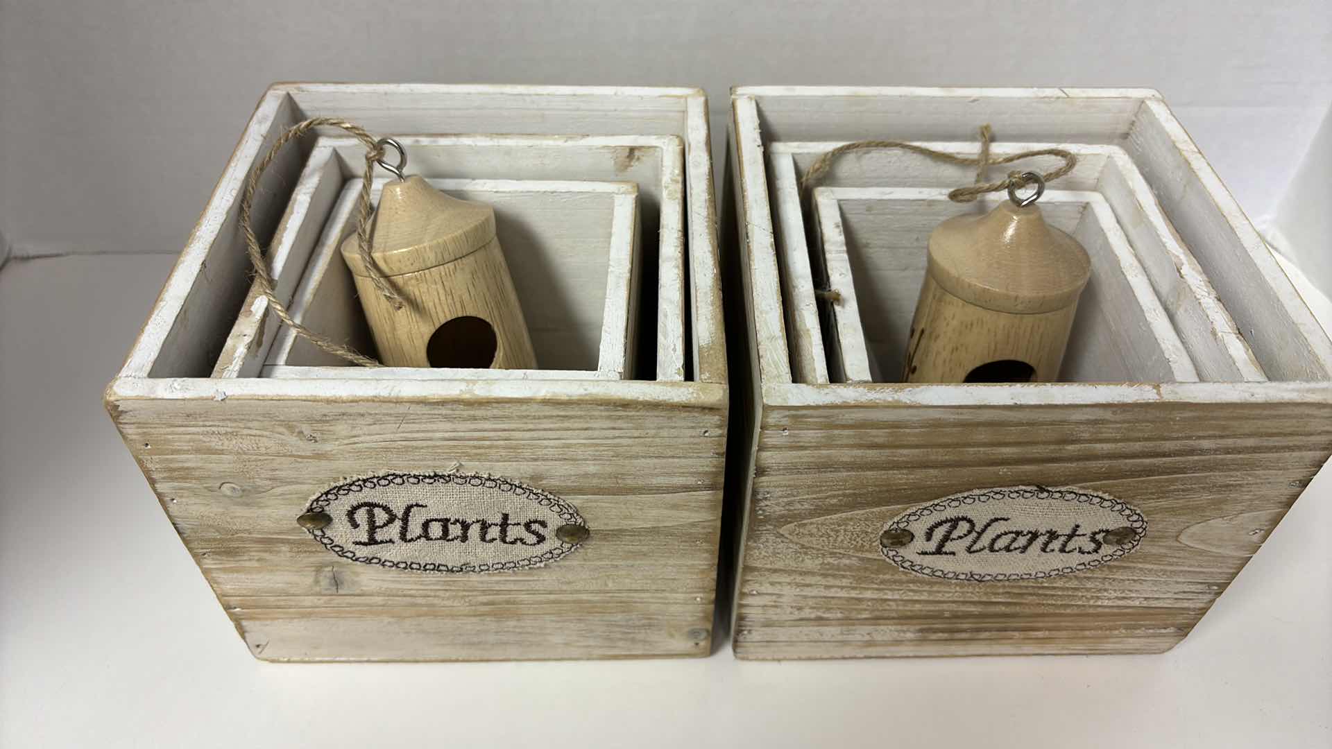 Photo 1 of NEW WOOD PLANTER BOX SET OF 3 RECTANGULAR SMALL WOODEN FLOWER BOXES (2 SETS)