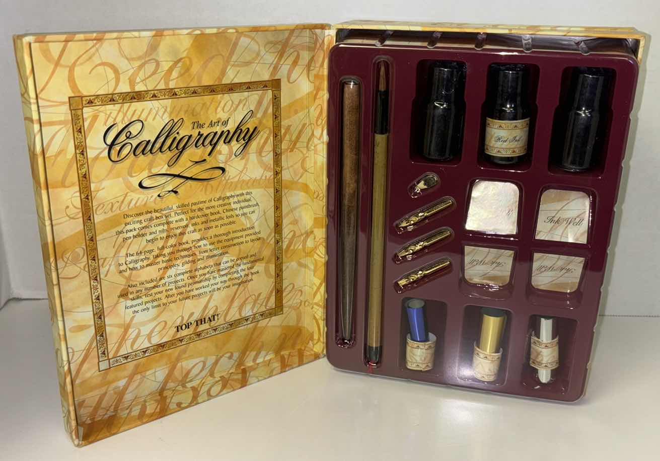 Photo 1 of TOP THAT! THE ART OF CALLIGRAPHY SET, INCLUDES BOOK W MODELING CLAY TOOL SET & CHARCOAL DRAWING PENCILS
