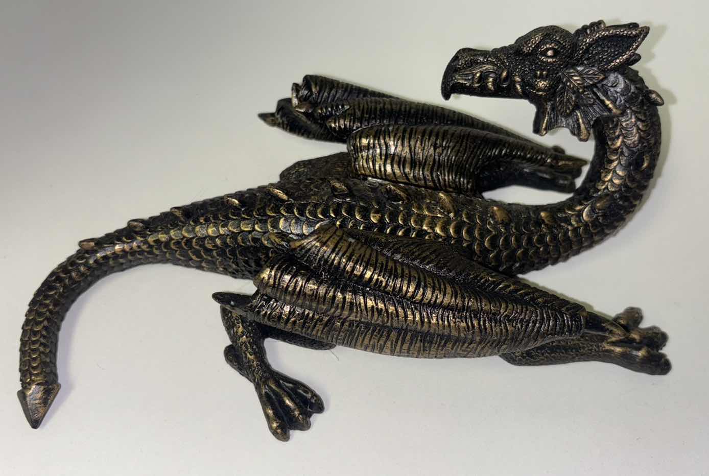 Photo 1 of RESIN SCULPTURE FLYING DRAGON FIGURE WALL HANGING DECOR (2 PCS, COLOR:BRONZE)