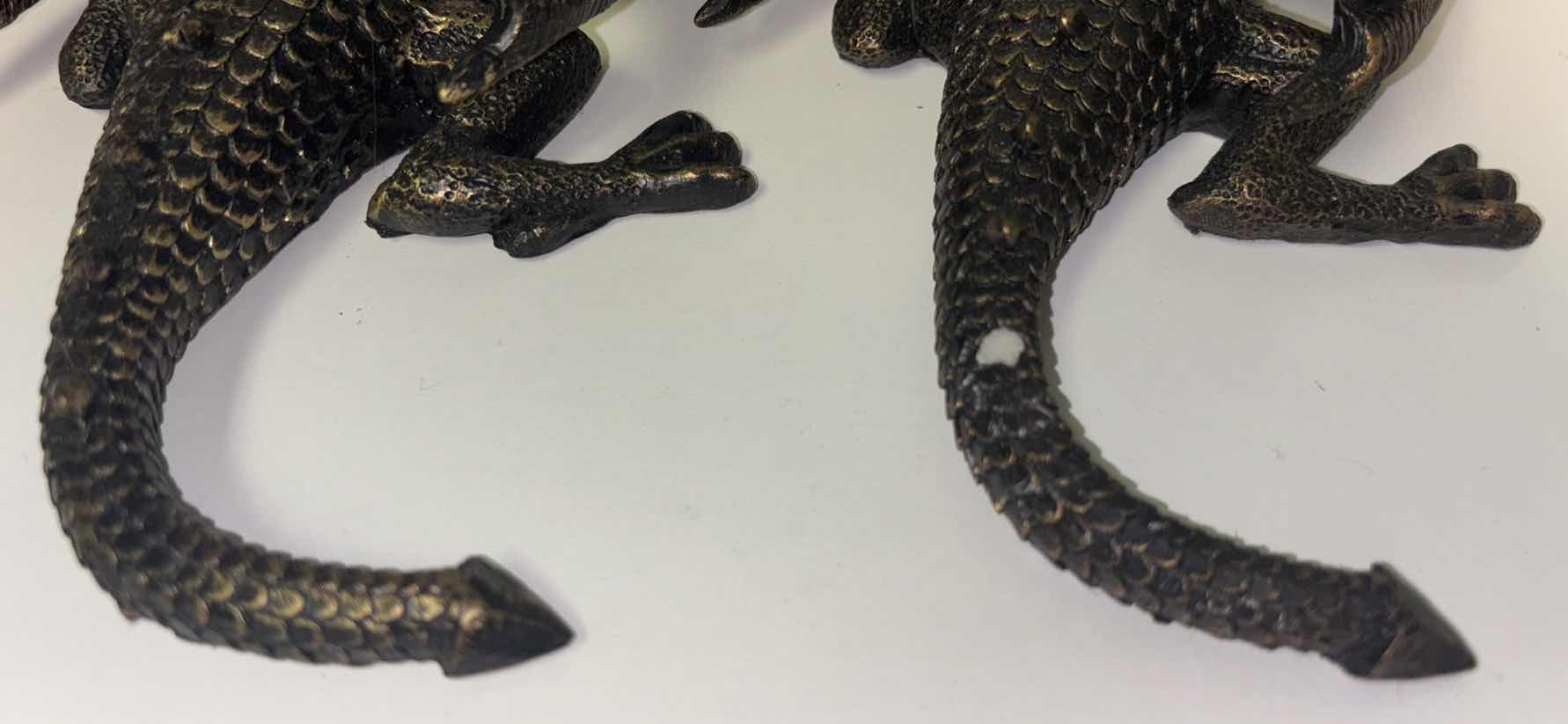 Photo 1 of RESIN SCULPTURE FLYING DRAGON FIGURE WALL HANGING DECOR (2 PCS, COLOR:BRONZE)