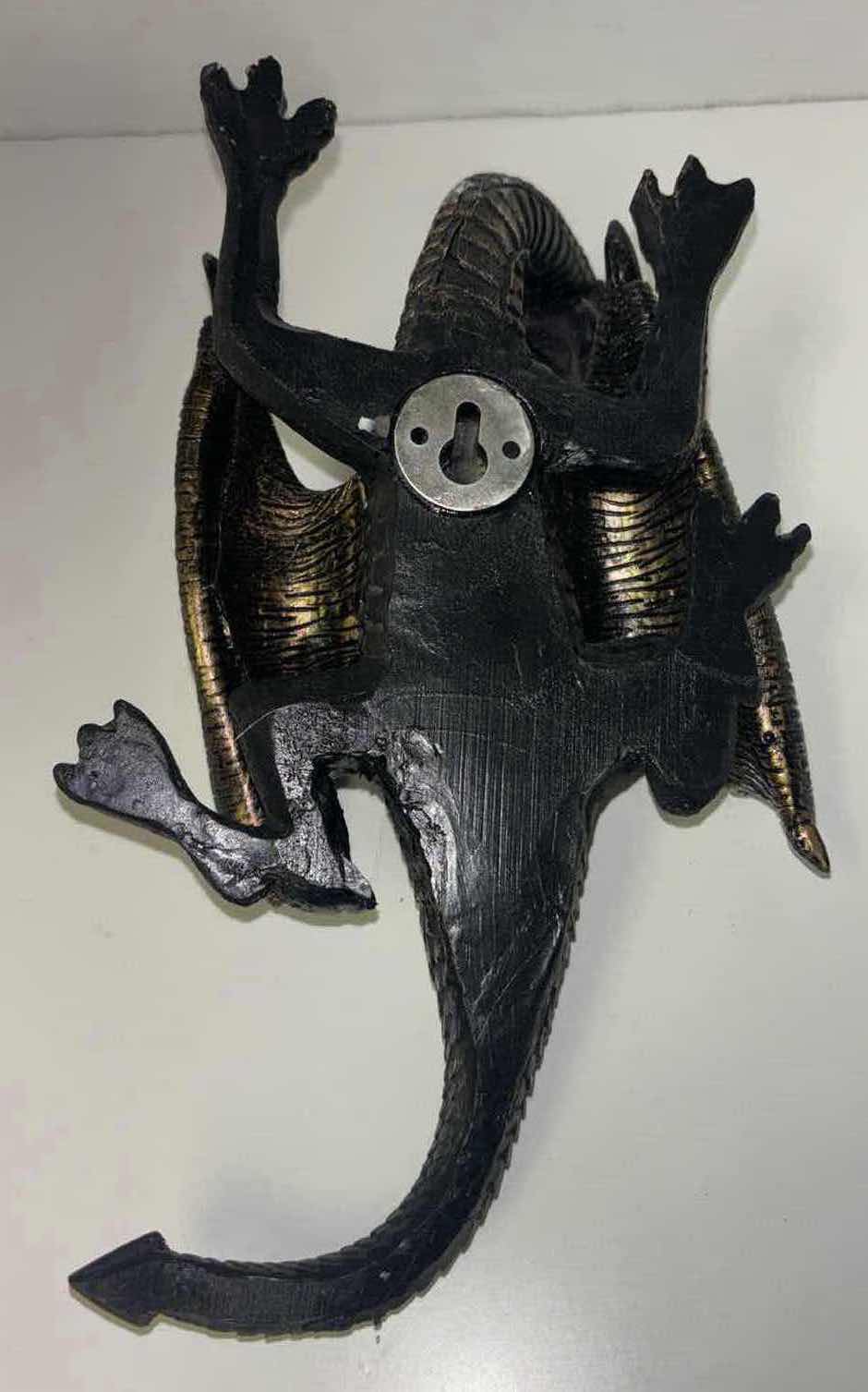 Photo 1 of RESIN SCULPTURE FLYING DRAGON FIGURE WALL HANGING DECOR (2 PCS, COLOR:BRONZE)