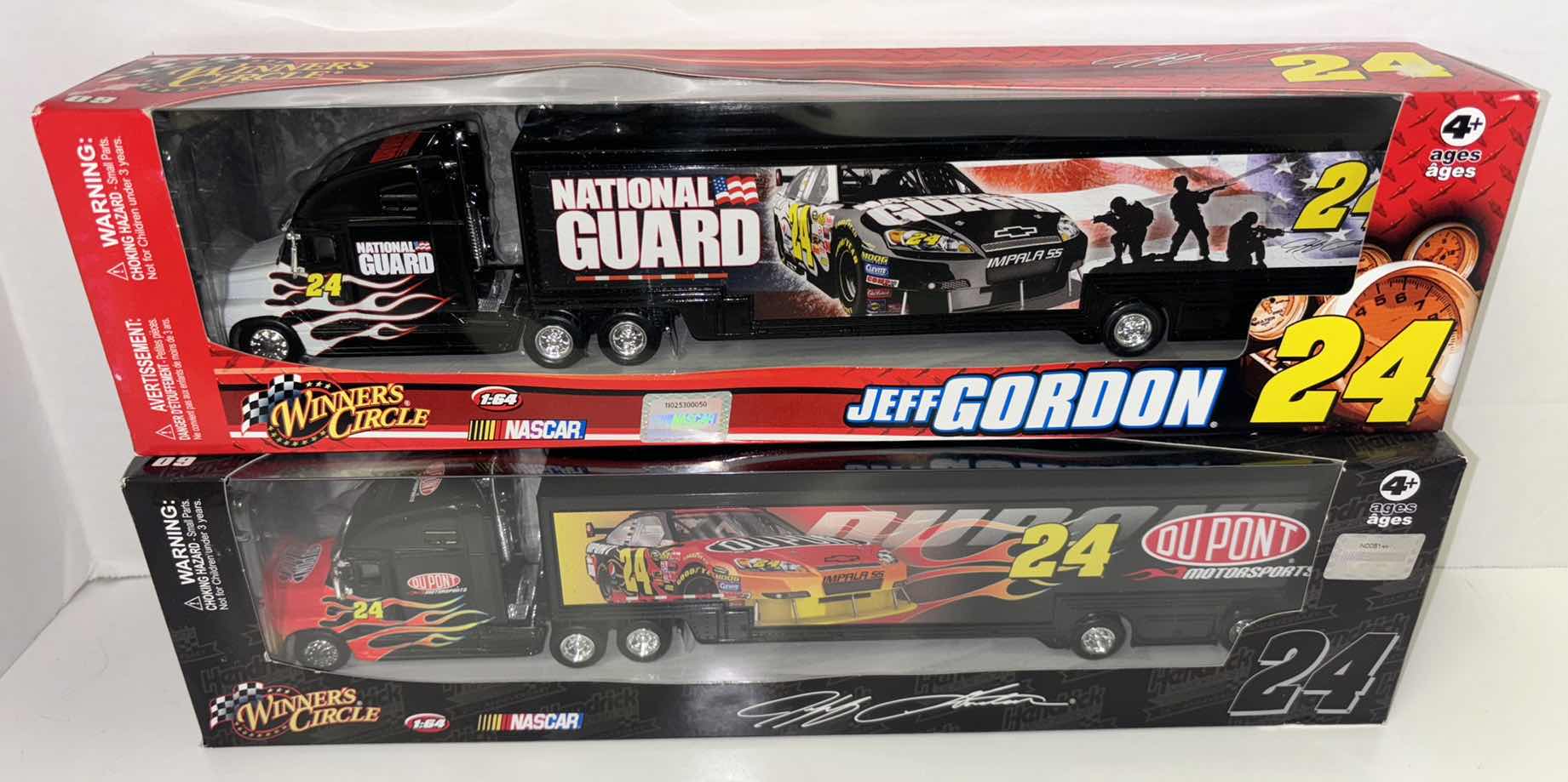 View 1 of NEW 2-PACK WINNERS CIRCLE NASCAR 2009 JEFF GORDON #24 1:64 SCALE RIG/TRAILER SETS (#07041 & #06740)