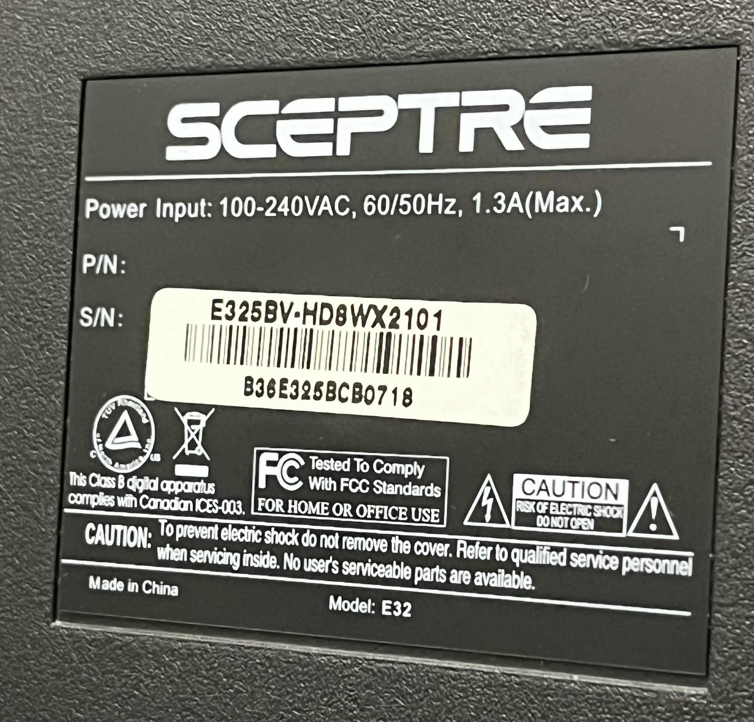 Photo 1 of SCEPTRE 32” LED TV MODEL E32