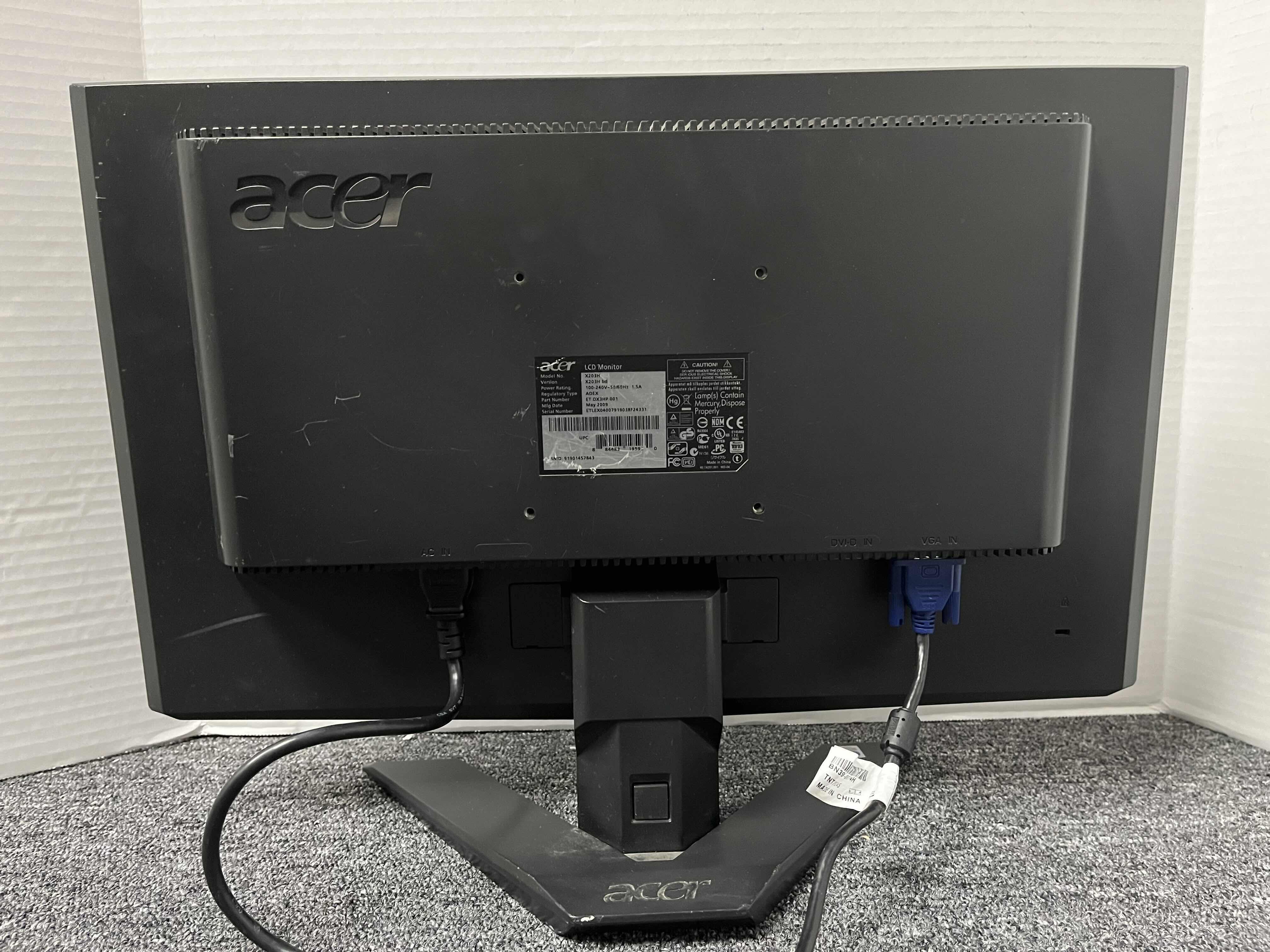 Photo 1 of ACER 20” LCD MONITOR MODEL X203H