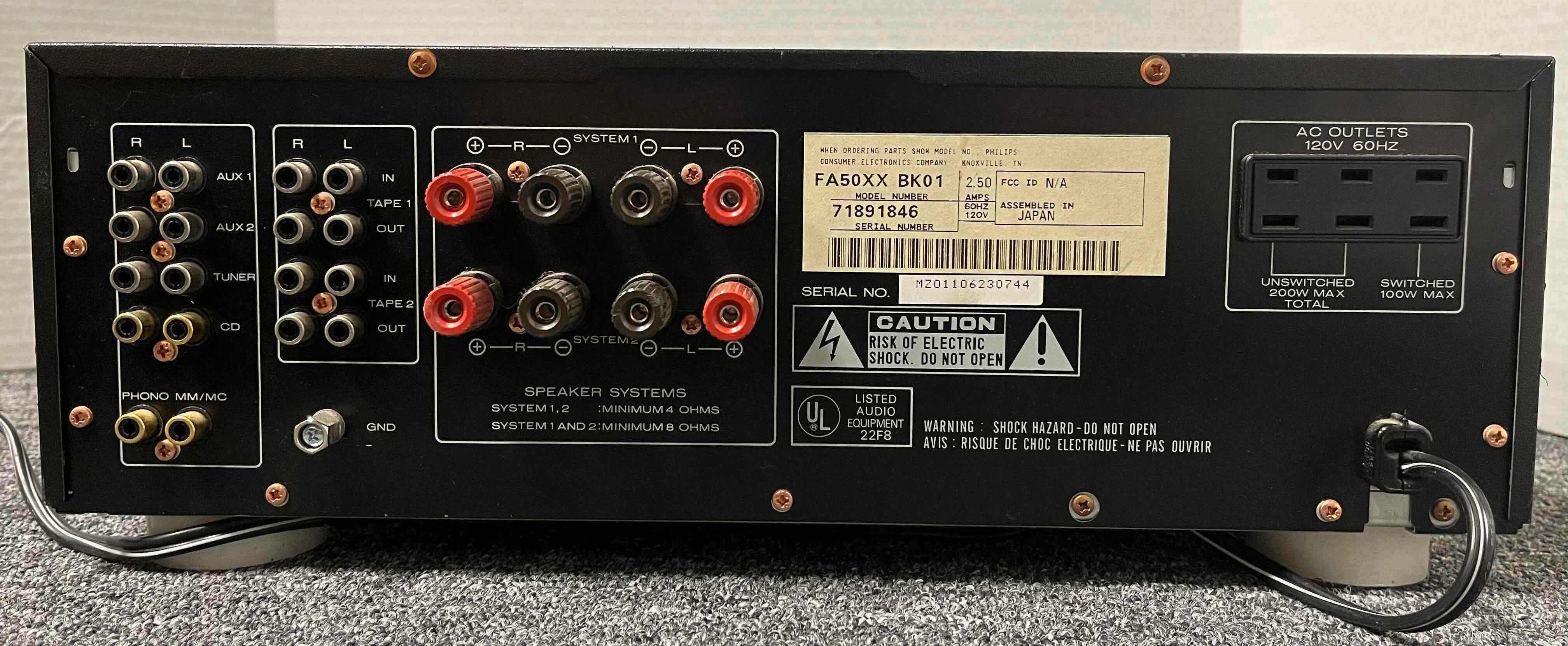 Photo 1 of PHILIPS INTEGRATED AMPLIFIER MODEL FA-50XX BK01