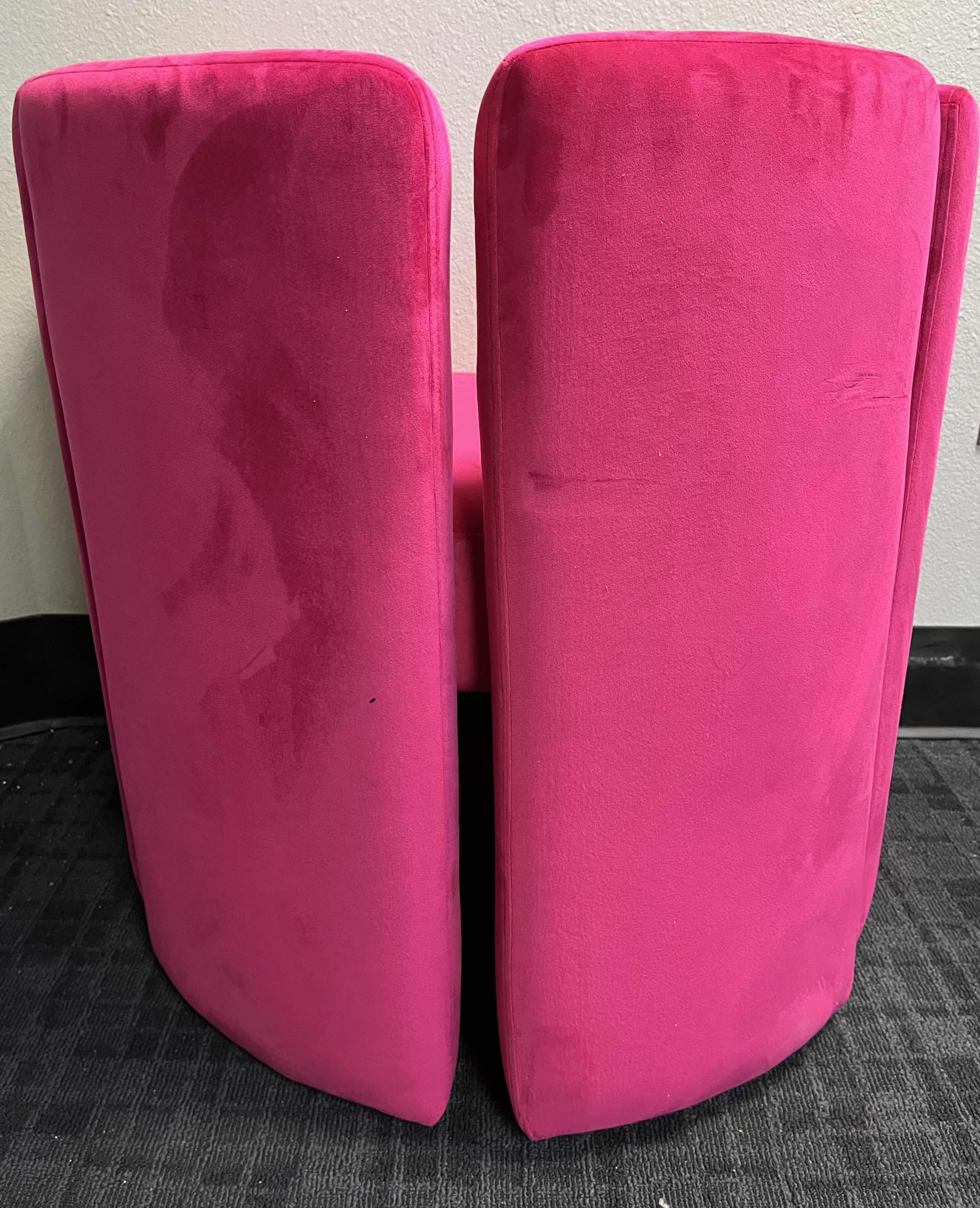 Photo 1 of CHAIRUS VELET ROSE POLYESTER UPHOLSTERED MODERN BARREL ACCENT CHAIR 29.5” X 23.5” H29.5”