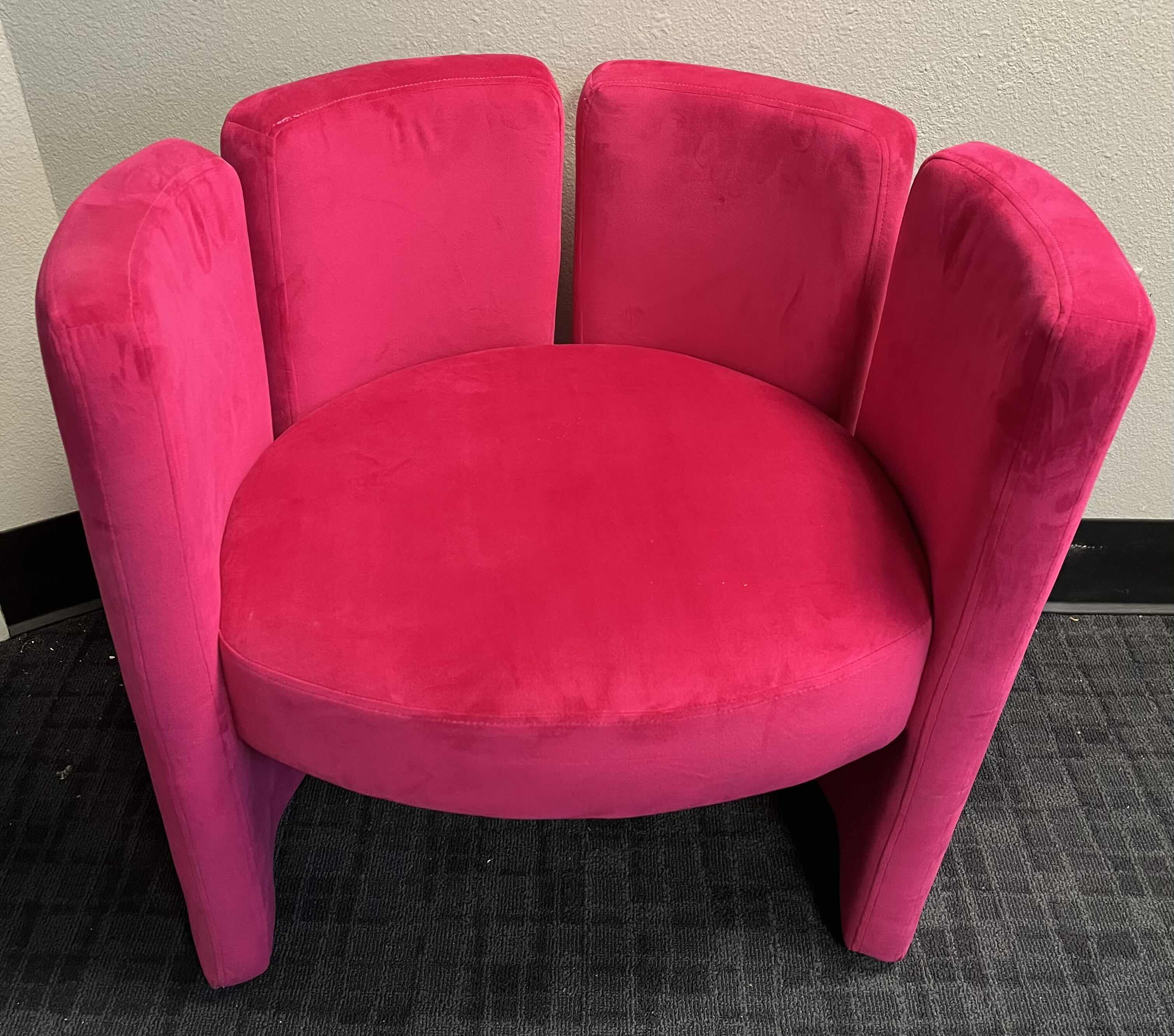 Photo 1 of CHAIRUS VELET ROSE POLYESTER UPHOLSTERED MODERN BARREL ACCENT CHAIR 29.5” X 23.5” H29.5”