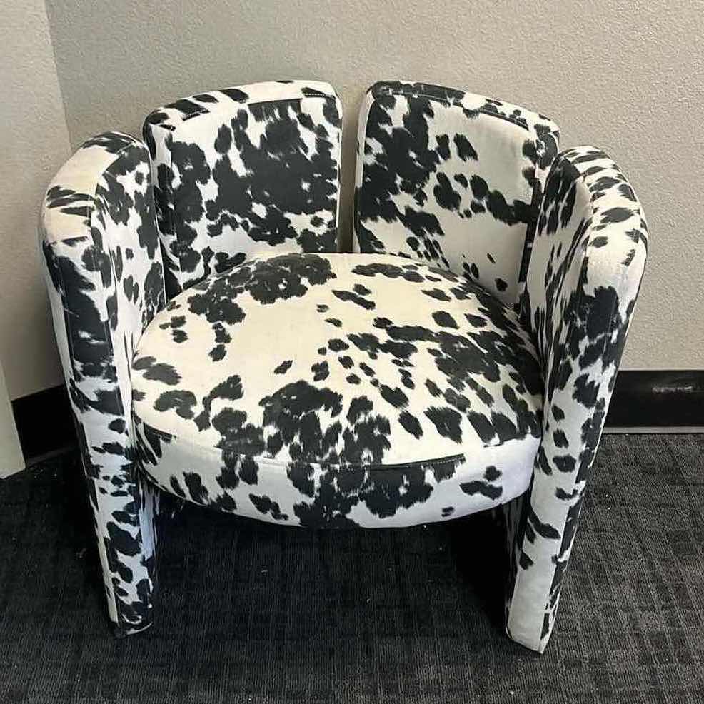 Photo 1 of CHAIRUS VELET COW POLYESTER UPHOLSTERED MODERN BARREL ACCENT CHAIR 29.5” X 23.5” H29.5”