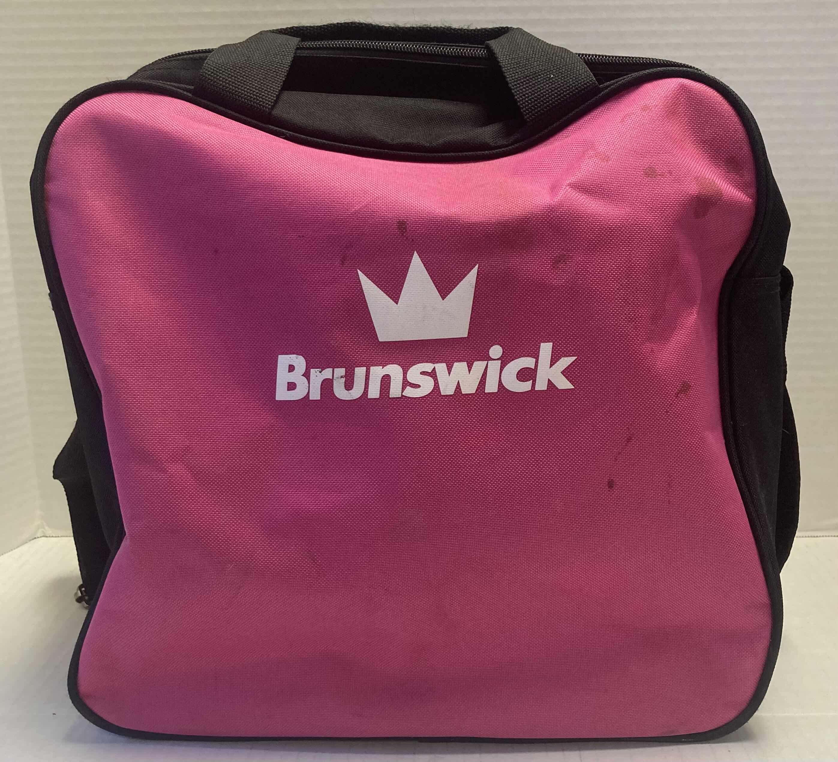 Photo 1 of COLUMBIA 300 OFF WHITE PEARL 8 POUND BOWLING BALL WITH PINK BRUNSWICK CARRYING BAG