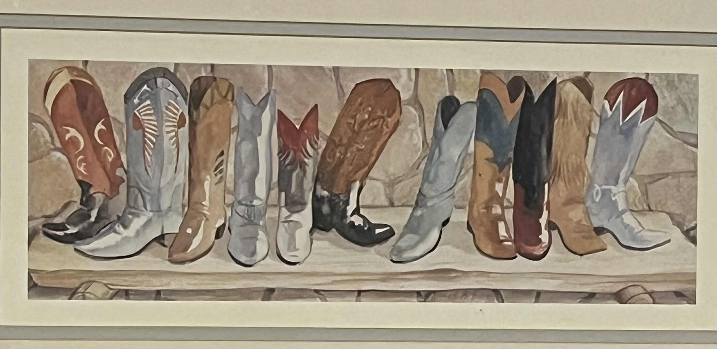 Photo 1 of COWBOY BOOTS RUSTIC STYLE FRAMED ARTWORK 22.5” X 13.5”