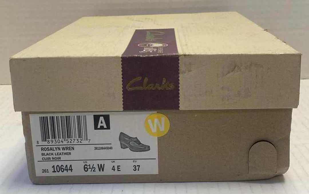 Photo 1 of CLARKS ROSALYN WREN BLACK FAUX LEATHER CUIR NOIR WOMEN’S SHOES WOMEN’S SIZE 6.5W