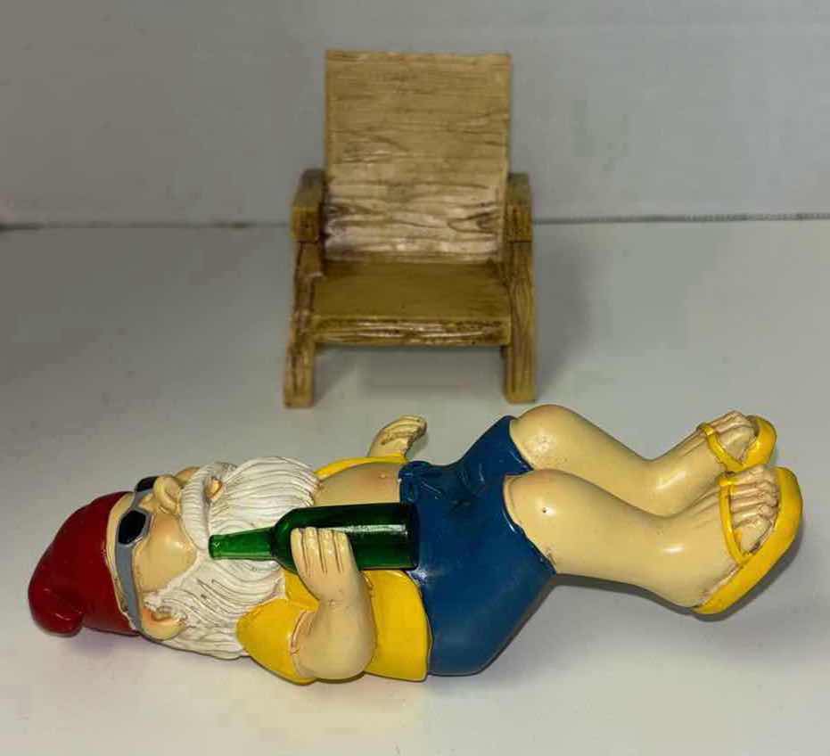 Photo 1 of OUTDOOR POLY-RESIN MINIATURE GARDEN GNOME FIGURES (3)