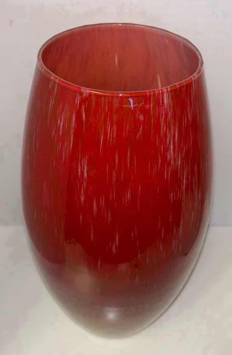 Photo 1 of TWO MULTICOLOR GLASS & CERAMIC VASES (TALLEST 19”)