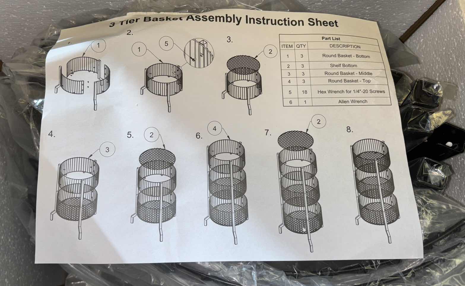 View 4 of NEW BLACK 3-TIER LARGE WIRE H45” STORING BIN (IN BOX, UNASSEMBLED)