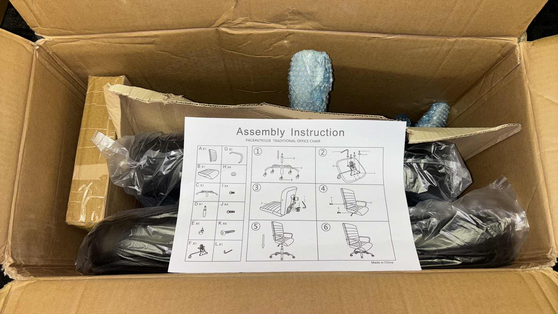 Photo 1 of NEW TRADITIONAL OFFICE CHAIR (BLACK, IN BOX & UNASSEMBLED)