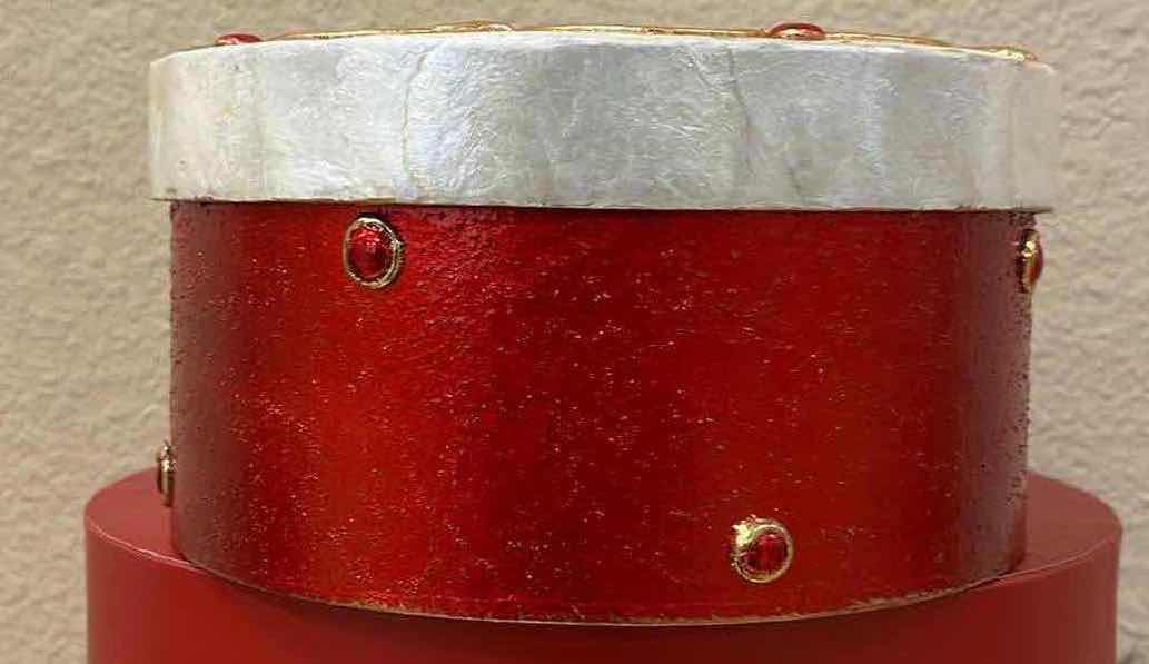 Photo 1 of HOBBY LOBBY CHRISTMAS DECORATE HAT GIFT BOXES (2) 8” X 4” & 10.5” X 8”