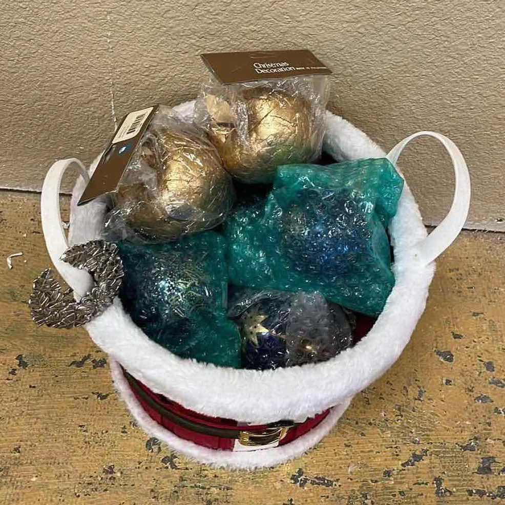 Photo 1 of MRS CLAUS WOVEN BASKET W CHRISTMAS DECOR 10” X 8”