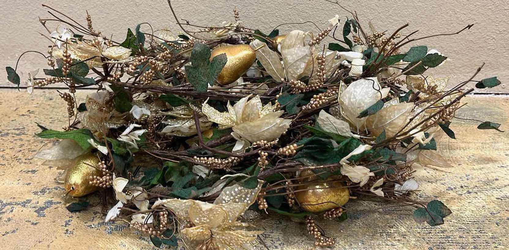 View 2 of FLORAL BUNDA GOLDEN PEAR & FLORAL BRANCHES HANGING REEF DECOR 27” X 26”