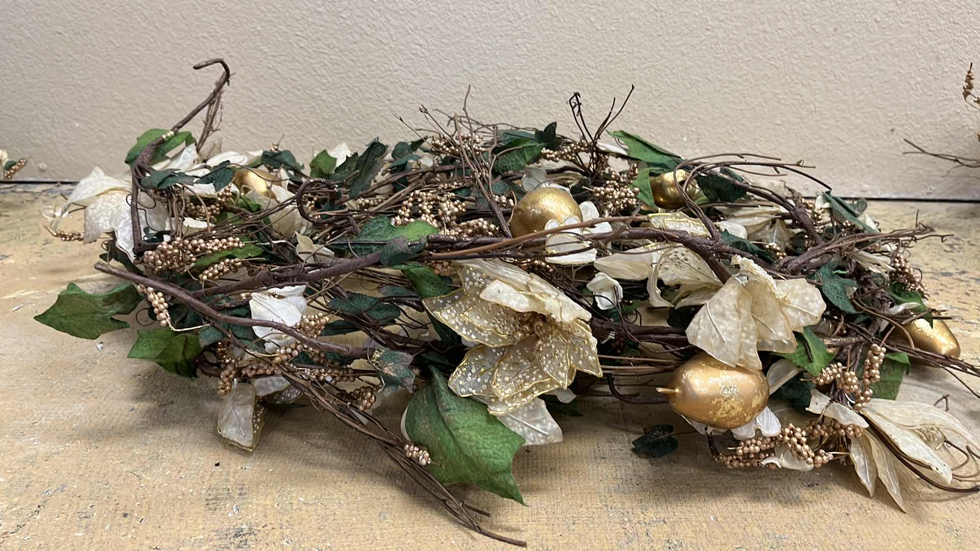 View 2 of FLORAL BUNDA GOLDEN PEAR & FLORAL BRANCHES HANGING REEF DECOR 32” X 33”