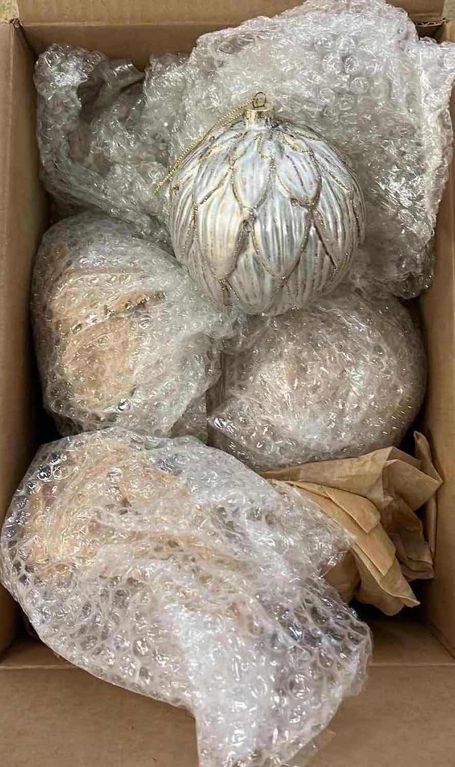 Photo 1 of CHRISTMAS SILVER & GOLD FINISH 5” ARTICHOKE ORNAMENTS (9)