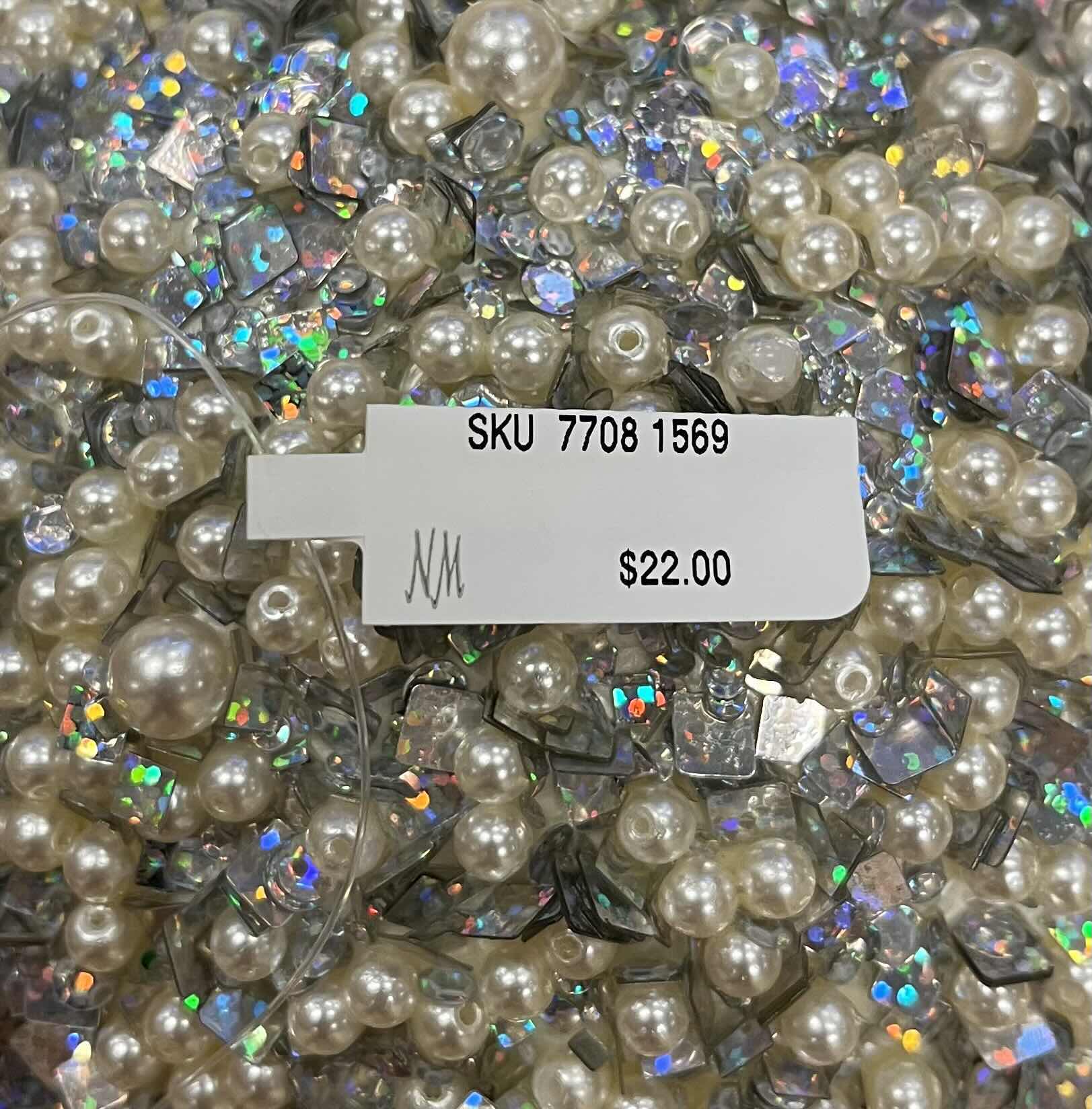 Photo 1 of NM CHRISTMAS SILVER SEQUENCE & PEARL BEJEWELED 6” ORNAMENTS SET OF 4