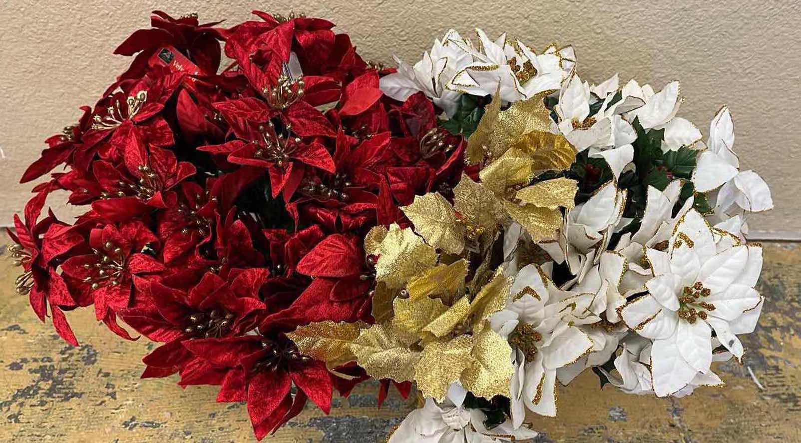 Photo 1 of CHRISTMAS THEME H5” PLANTER BUCKETS (6) W FAUX FLORAL DECOR